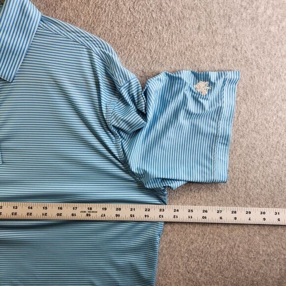 Straight Down Shirt Mens L Blue Striped Golf Performance Polo Ultralightweight - Picture 9 of 12